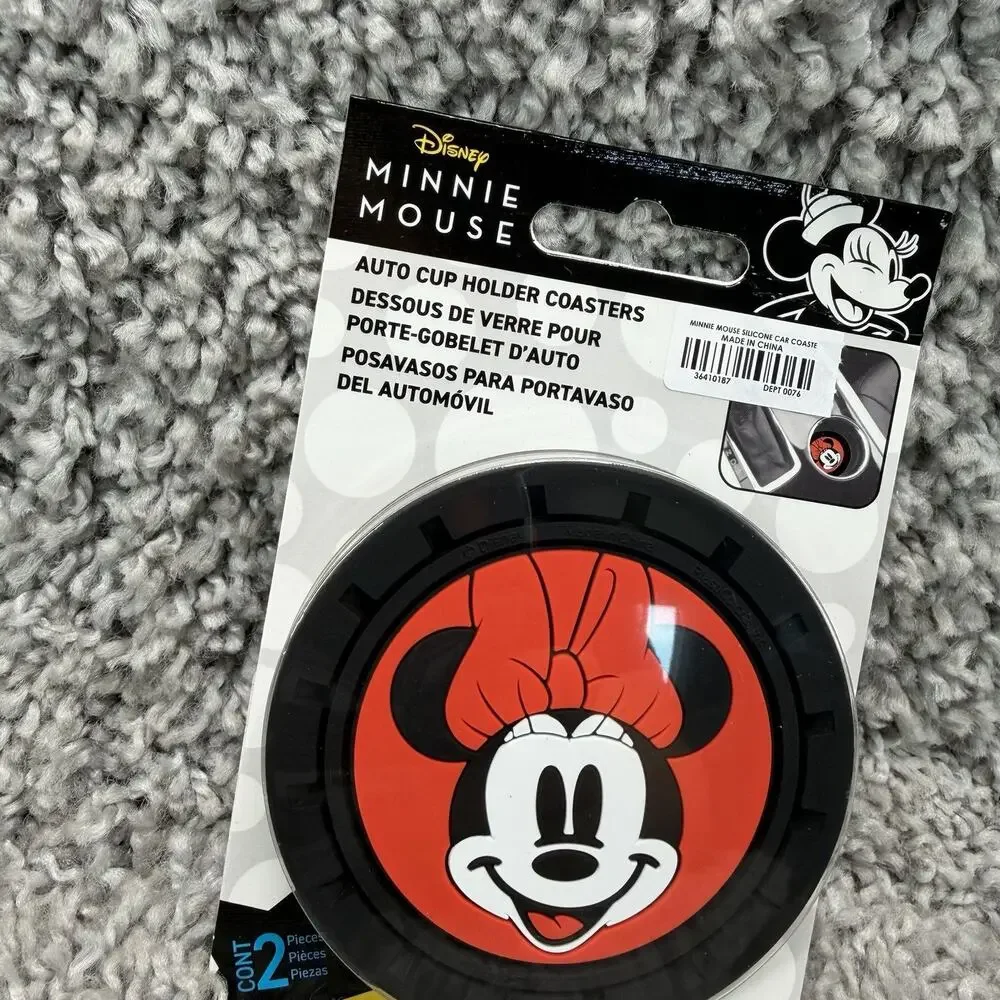Pair of 2 Minnie Mouse Automobile Cup Holder Coasters New in Package